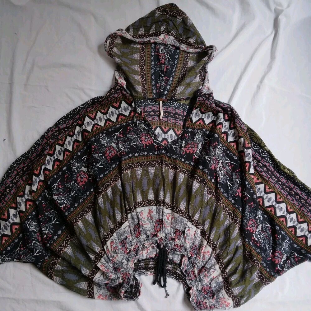Free People Hold On Tight Gauze Pullover Hoodie Top Dolman Sleeve Women's XS - Picture 2 of 15